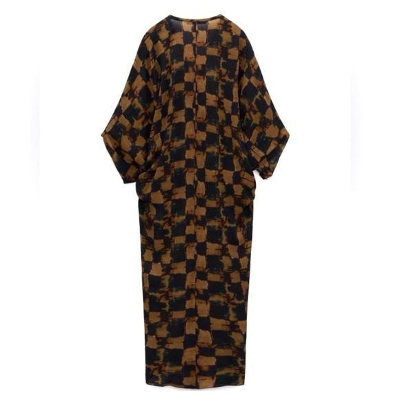 ZARA Viscose Tunic Dress Adjustable Ruched Front Size M-L Limited Edition - Picture 4 of 8